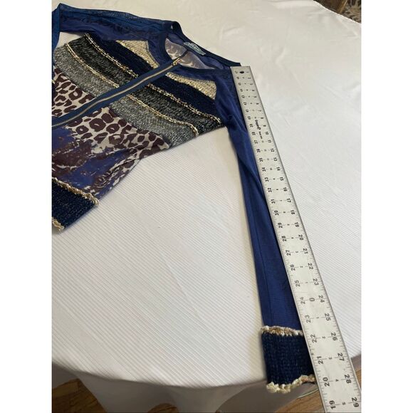 Lulu H Sheer Knit Full Zip Top Women's Size Large Tattoo Sleeve Stretch Y2K 90s - Picture 6 of 8